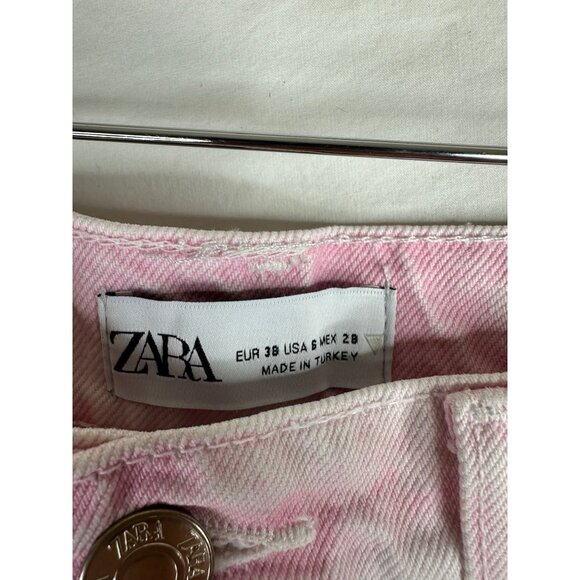 Zara‎ Women's Tie Dye High Rise Wide Leg Pants size 6 Pink - Picture 2 of 9